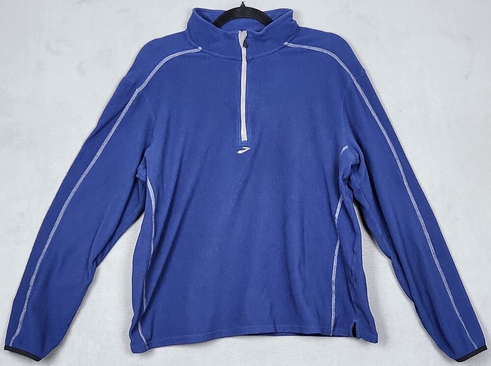 BROOKS RUNNING Fleece Jacket Womens Large Blue 1/2 Zip Lightweight Pullover
